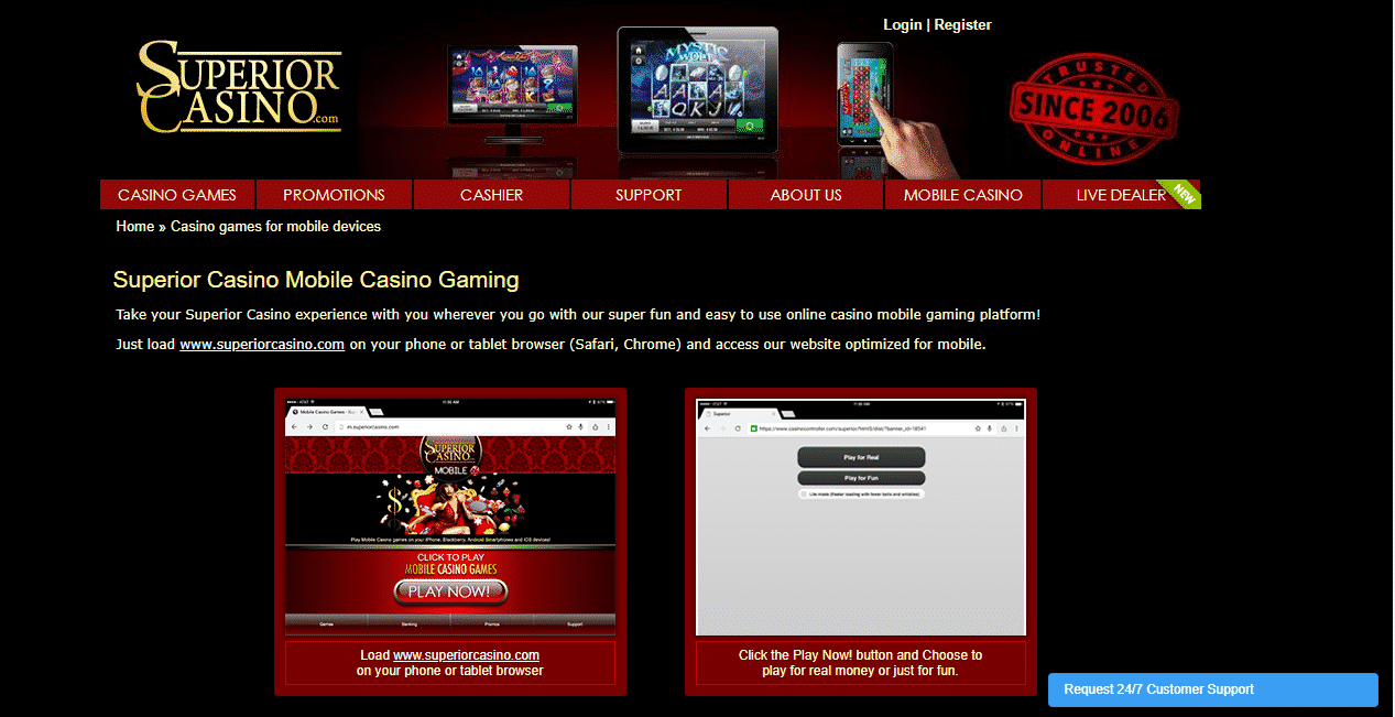 Superior Casino Reviews - The Mobile Casino Gaming Section