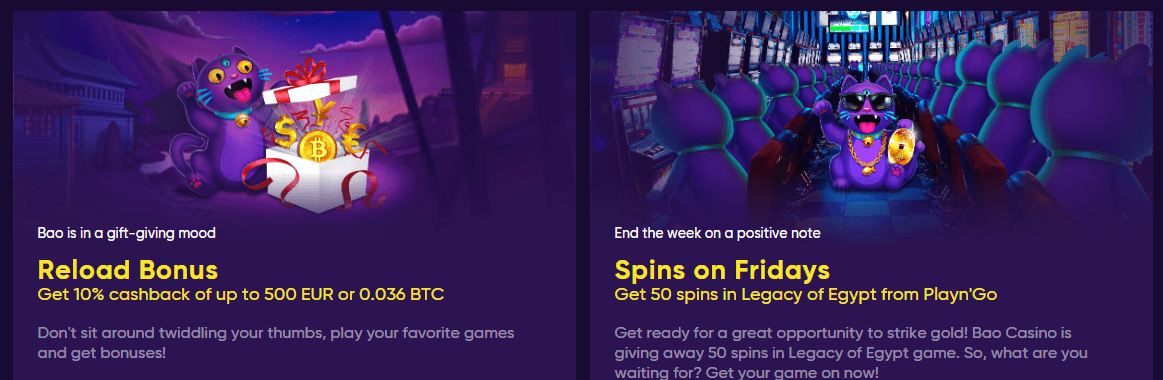 Bao Casino Reload & Spins on Fridays Bonuses