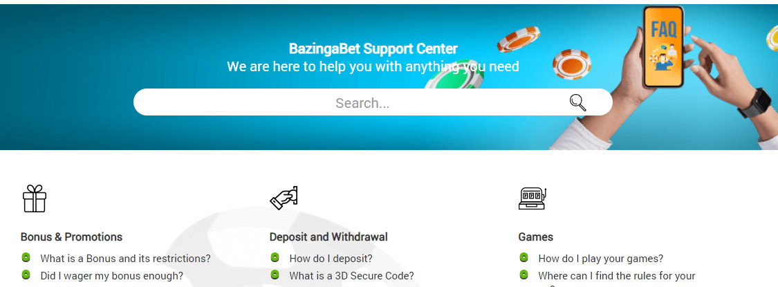 BazingaBet Customer Support