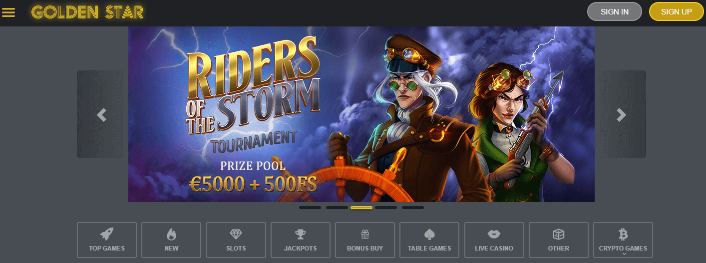 Golden Star Casino User Interface