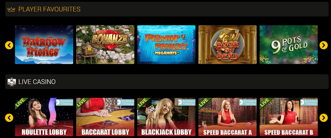 Dukes Casino Player's Favourite Games