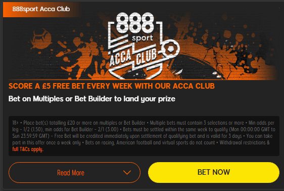 888sport Acca Club Offer