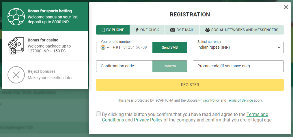 BetWinner Sign Up Process