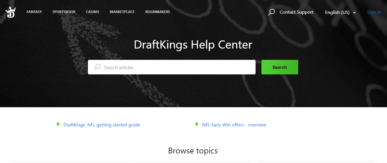 DraftKings Help Center Support