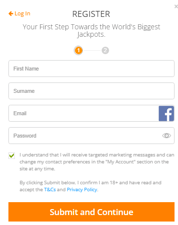 Jackpot.com SignUp Proces