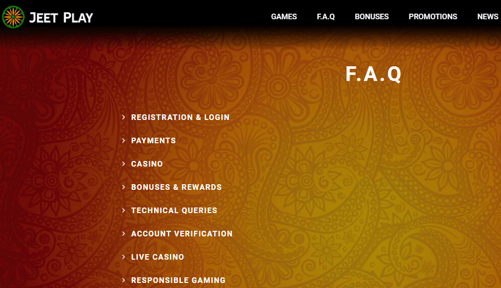 JeetPlay Casino FAQ Support