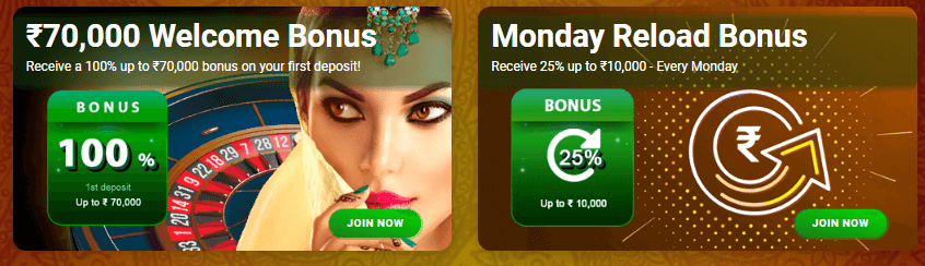 JeetPlay Casino Welcome & Monday Reload Bonus