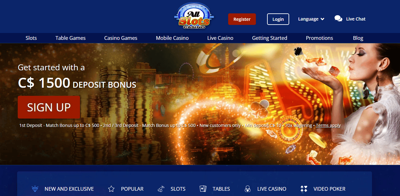 All Slots Casino User Interface 