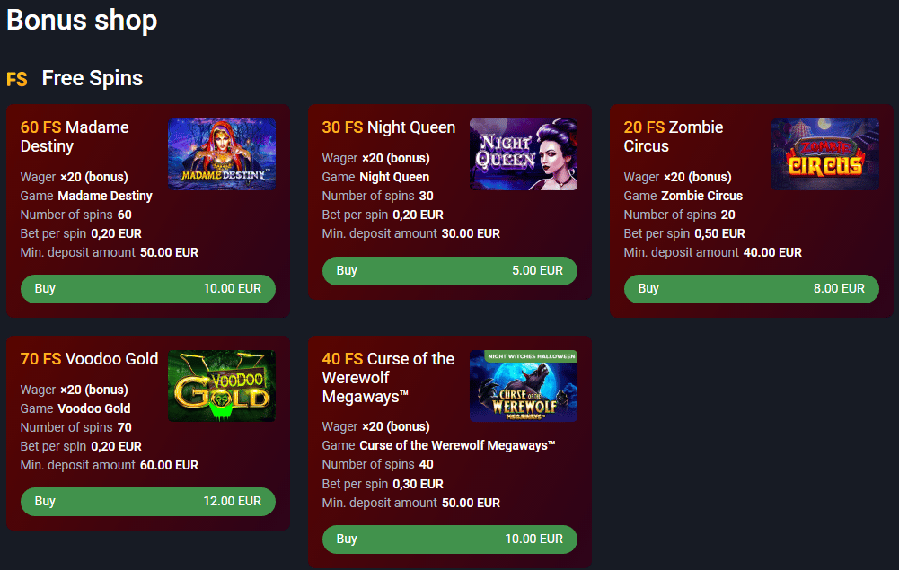 Frank Casino Bonus Shop