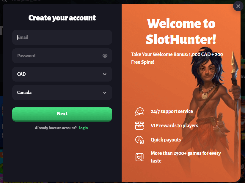 Slot Hunter Casino Sign Up Process