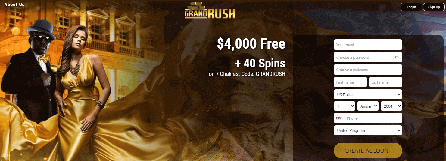 Grand Rush Casino User Interface