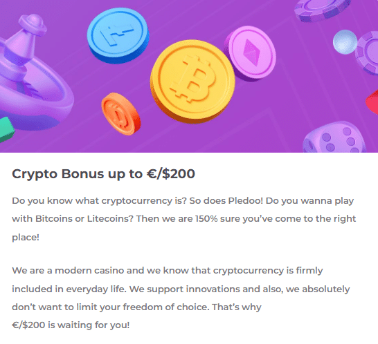 Pledoo Casino Crypto Bonus