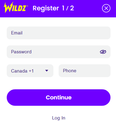 Wildz Casino Sign Up Process