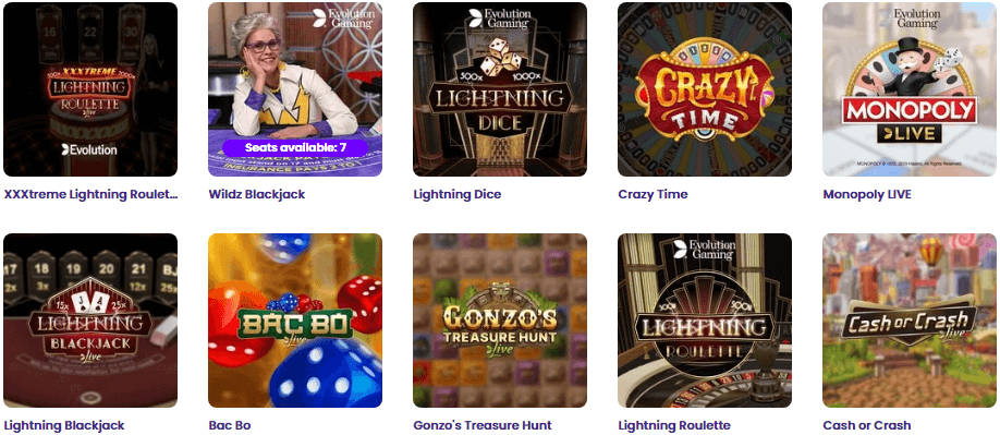 Wildz Live Casino Games