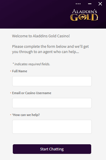 Aladdins Gold Casino Customer Support