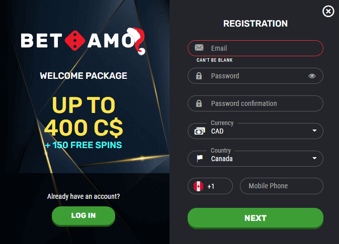 Betamo Casino Sign Up Process