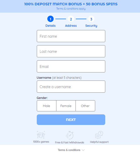 Casushi Casino Sign Up Process