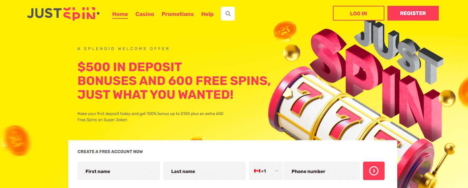 JustSpin Casino - User Interface