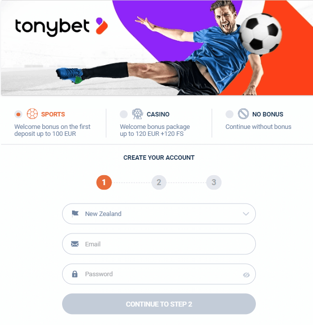 Tonybet Sign Up Process