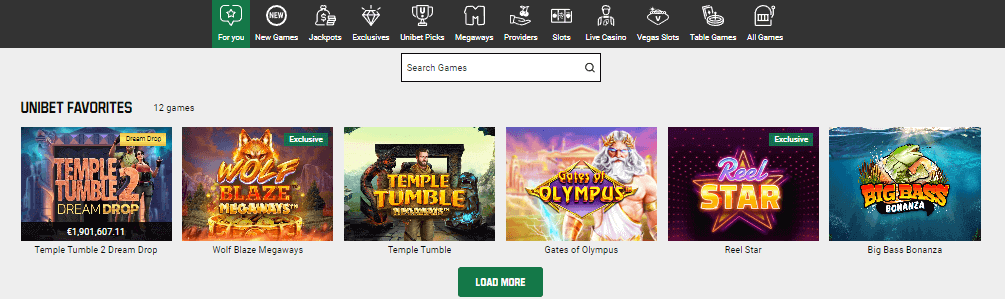 Unibet Casino games