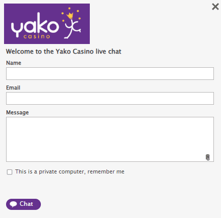 Yako Casino Live Chat Support