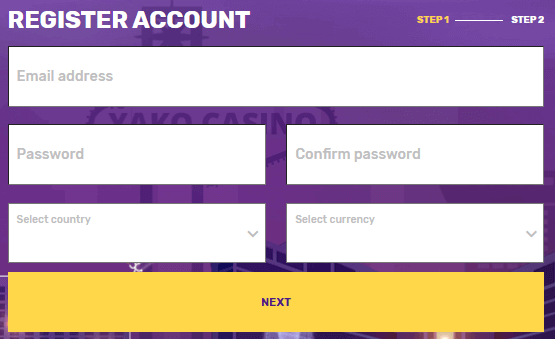 Yako Casino Sign Up Process