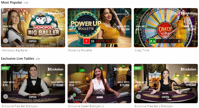 Betsson Live Casino games