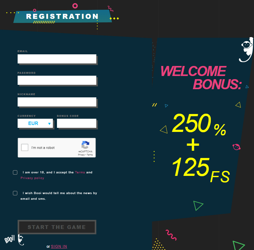 Booi Casino Sign Up Process