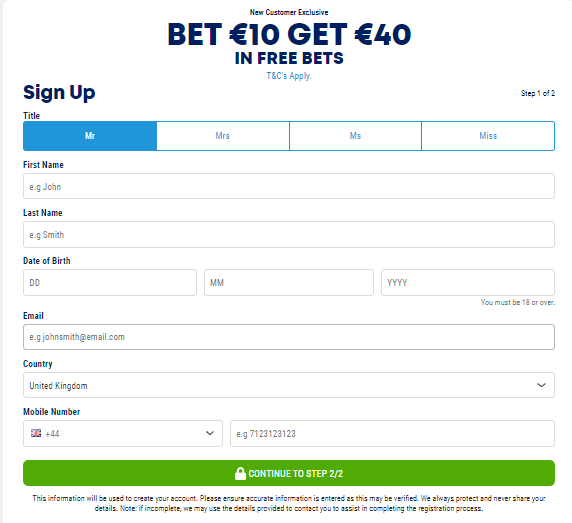 BoyleSports Sign up