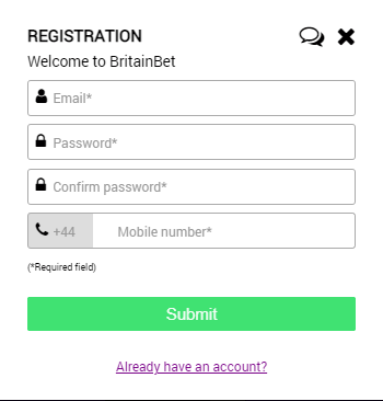 BritainBet Sign up