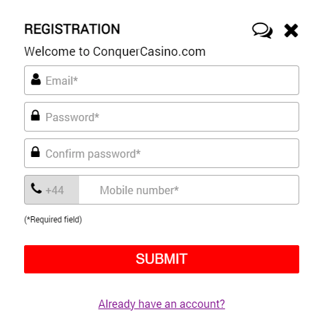 Conquer Casino Sign Up Process