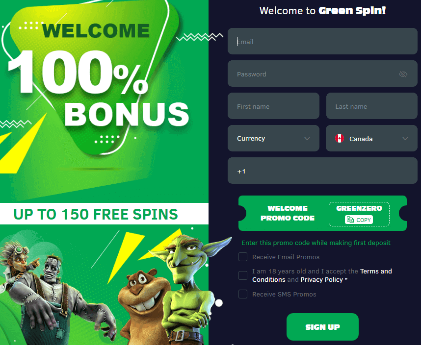 Greenspin Casino Sign Up Process