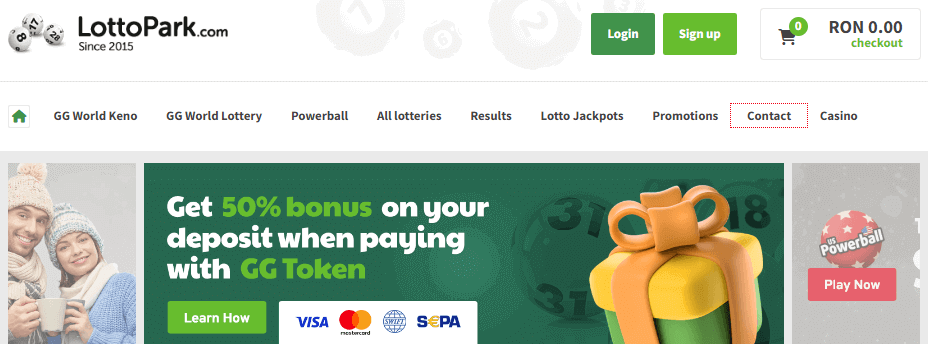 LottoPark Casino - User Interface