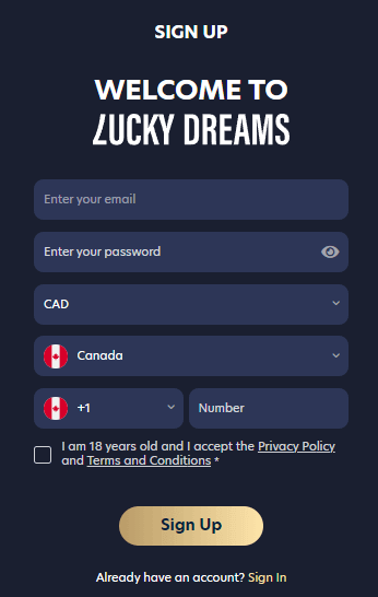 Lucky Dreams Casino Sign Up Process