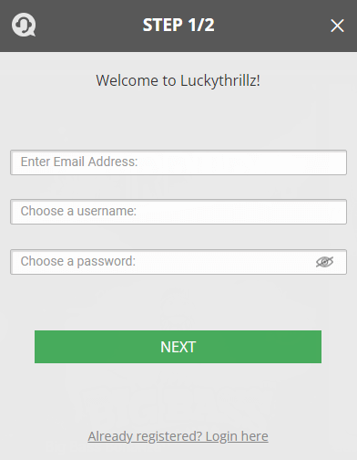 Lucky Thrillz Casino Sign Up Process