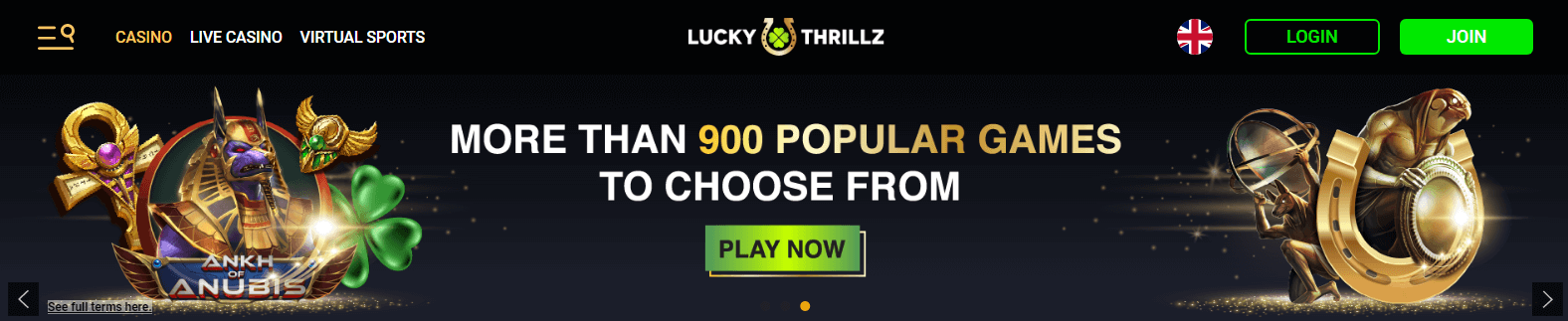 Lucky Thrillz Casino - User Interface