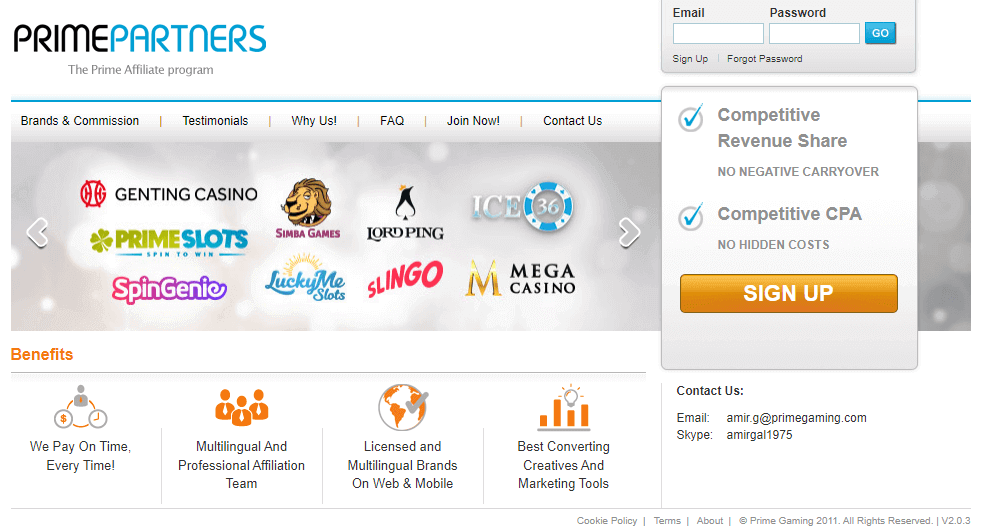 Mega Casino Affiliate Program via Prime Partners