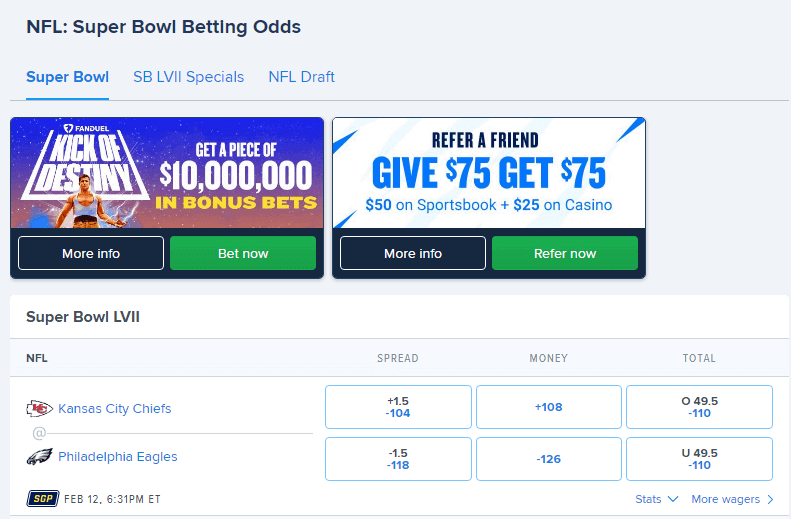 NFL Betting at FanDuel Sportsbook