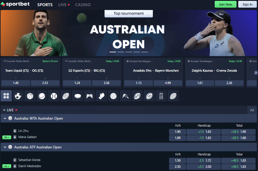 SportBet.one User Interface