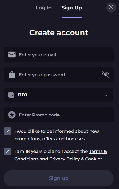 CryptoLeo Sign Up Process