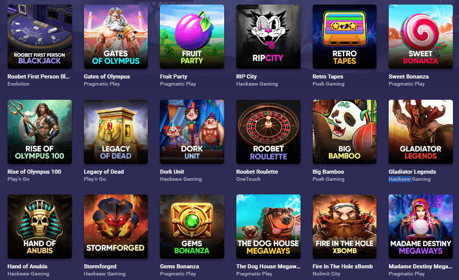 Roobet Game Selection