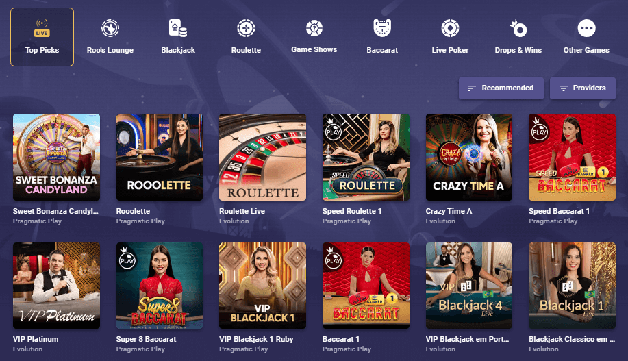 Roobet Live Casino Games