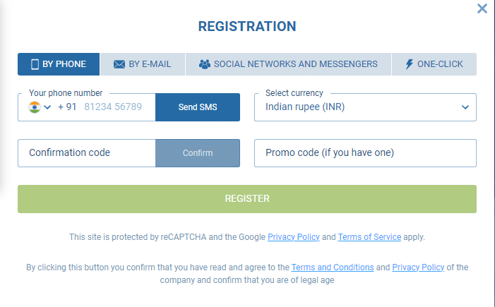 Registration Process at 1xBet