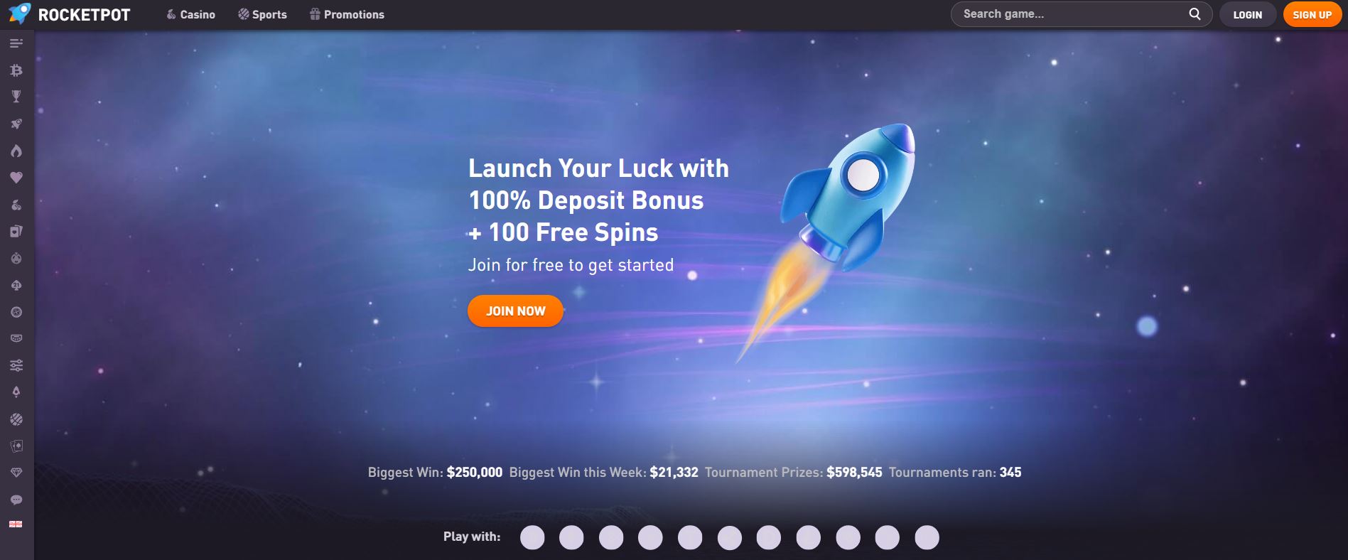 rocketpot-casino-homepage-interace