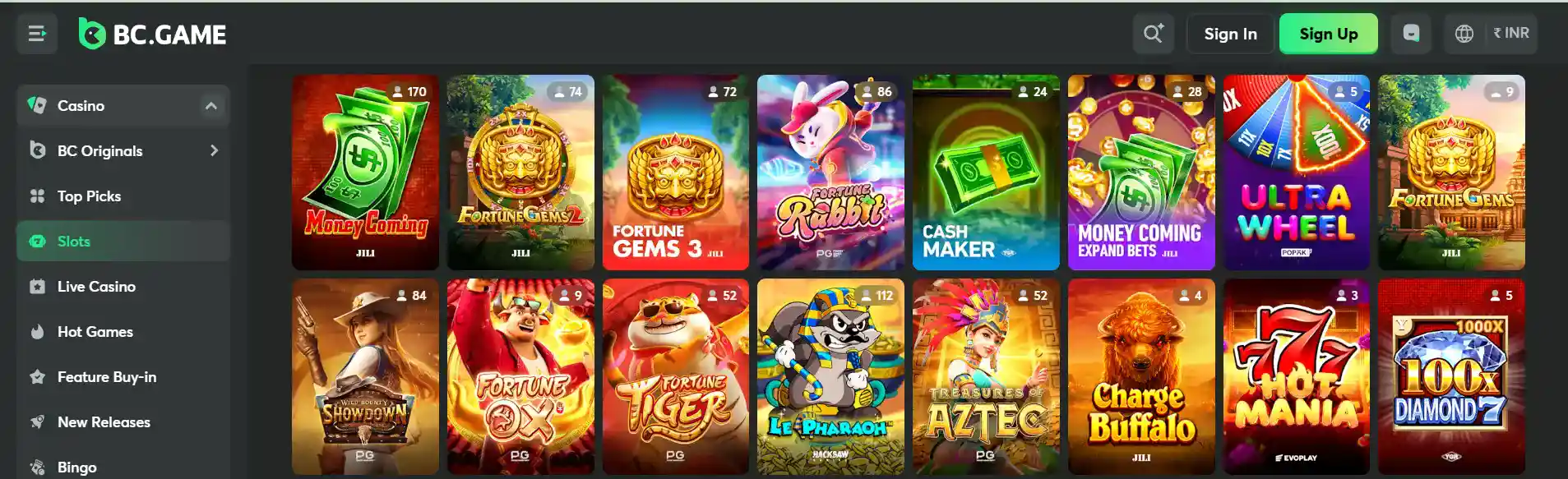 BC.Game casino slot games