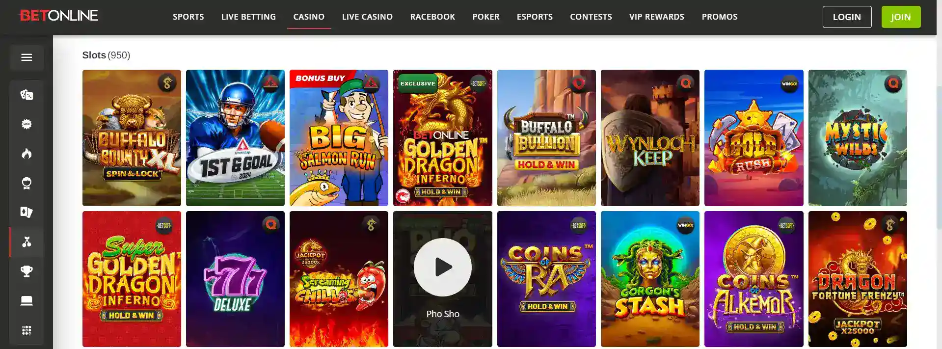 Betonline casino slot games