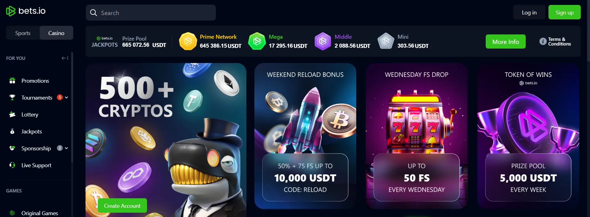  Bets.io Crypto Gambling Registration Page