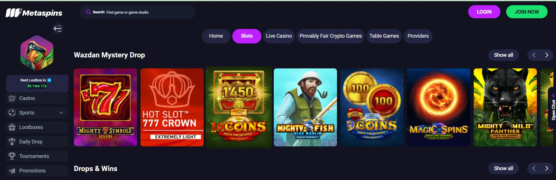 Metaspin casino slot games