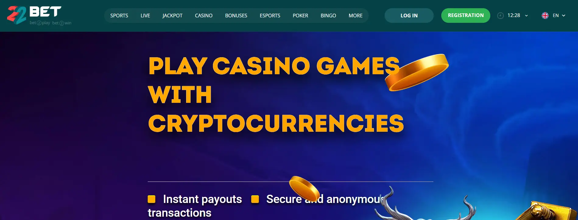 22Bet ethereum gambling site