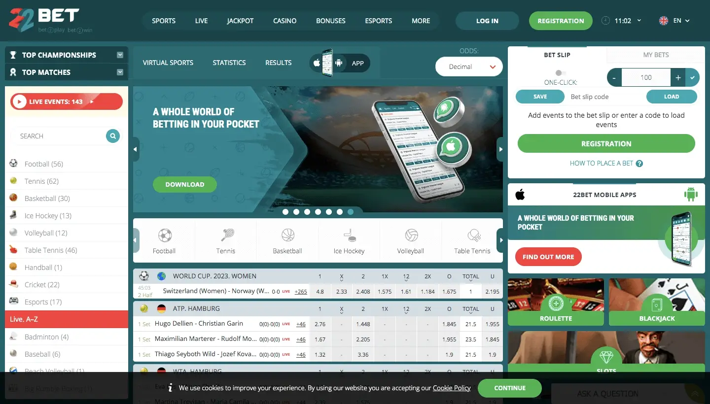 22bet live dealer casinos